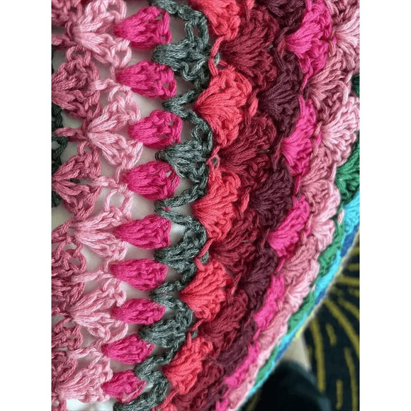 Double Zero Women’s Open Front Cardigan Sweater Rainbow Crochet S Sm Granny Chic - Picture 5 of 6